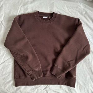 aritzia tna rich mocha brown cozy fleece perfect fit sweatshirt